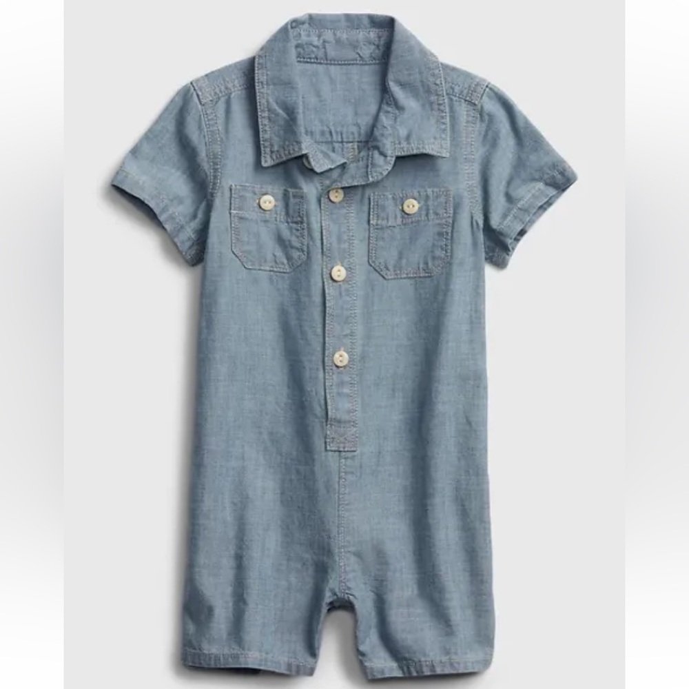 Baby Gap Chambray Shorty One-Piece NEW 12-18 months denim romper